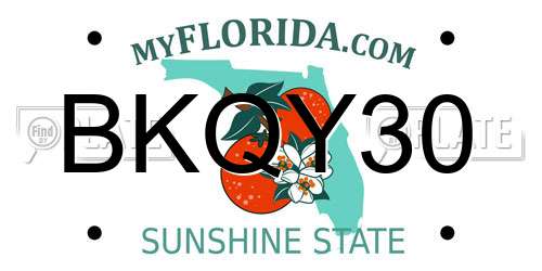 BKQY30 Florida License Plate