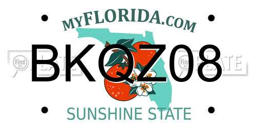 BKQZ08 Florida License Plate