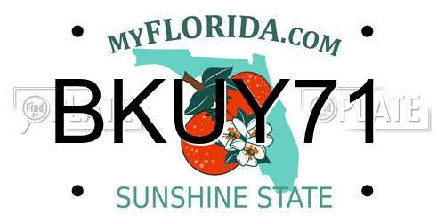BKUY71 Florida License Plate