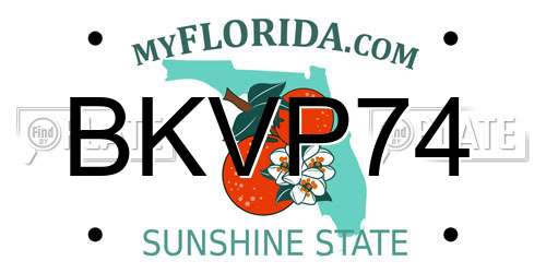 BKVP74 Florida License Plate