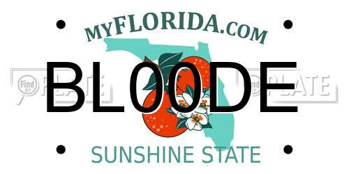 BL00DE Florida License Plate
