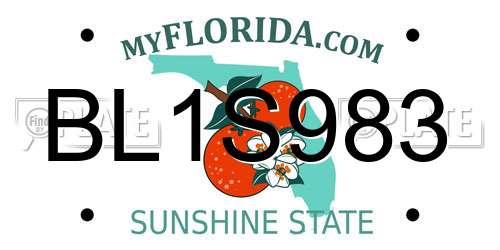 BL1S983 Florida License Plate