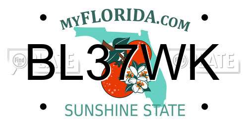BL37WK Florida License Plate