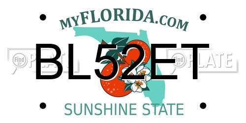 BL52ET Florida License Plate
