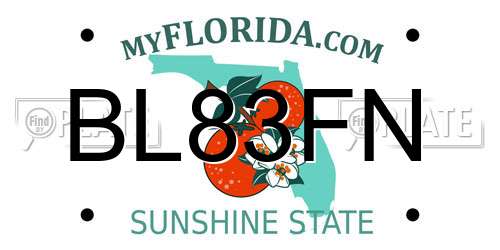 BL83FN Florida License Plate