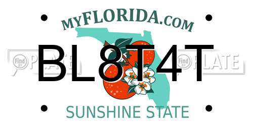 BL8T4T Florida License Plate