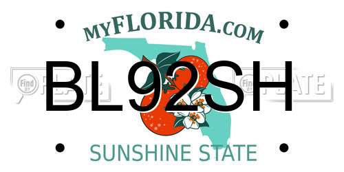 BL92SH Florida License Plate