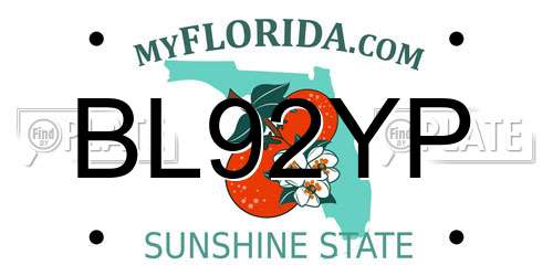 BL92YP Florida License Plate