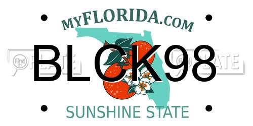 BLCK98 Florida License Plate
