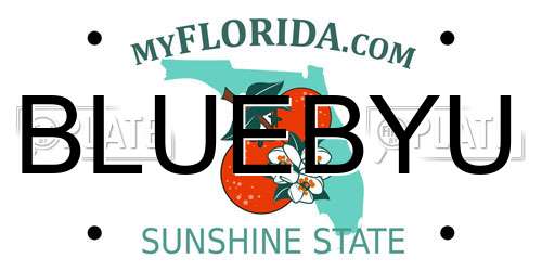 BLUEBYU Florida License Plate