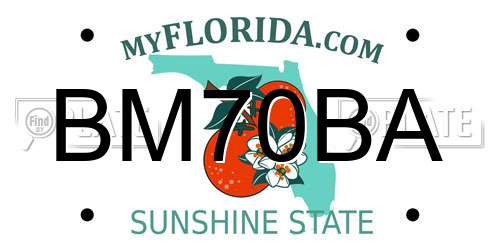 BM70BA Florida License Plate
