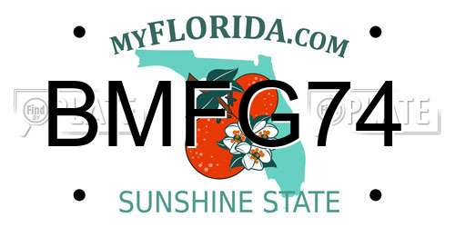 BMFG74 Florida License Plate