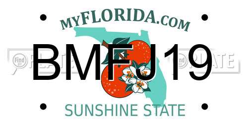 BMFJ19 Florida License Plate