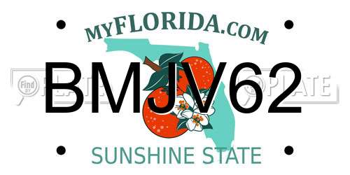BMJV62 Florida License Plate