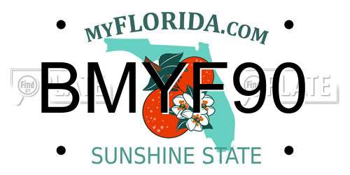 BMYF90 Florida License Plate
