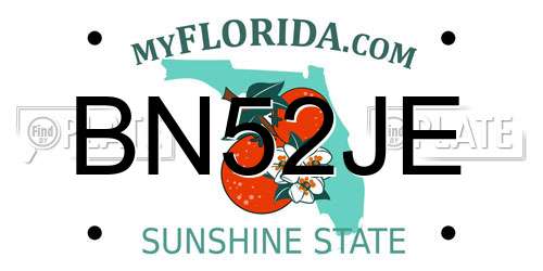 BN52JE Florida License Plate