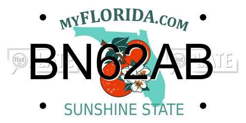 BN62AB Florida License Plate