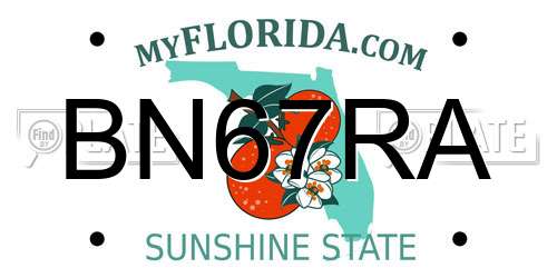 BN67RA Florida License Plate