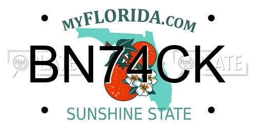 BN74CK Florida License Plate