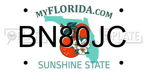 BN80JC Florida License Plate