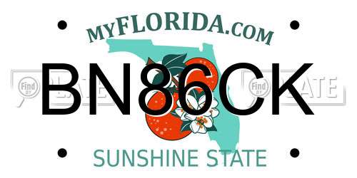 BN86CK Florida License Plate