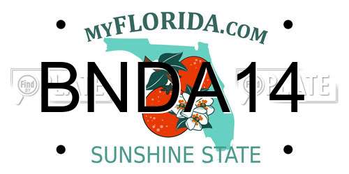 BNDA14 Florida License Plate