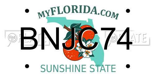 BNJC74 Florida License Plate