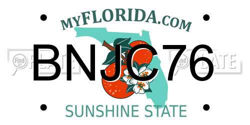 BNJC76 Florida License Plate