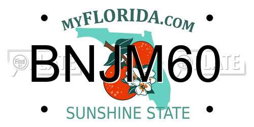BNJM60 Florida License Plate