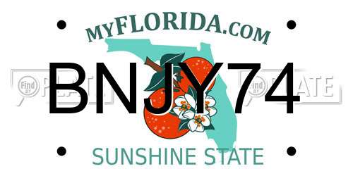 BNJY74 Florida License Plate