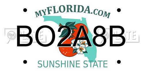 BO2A8B Florida License Plate