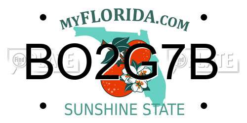 BO2G7B Florida License Plate