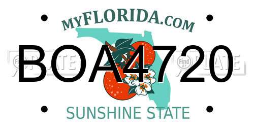 BOA4720 Florida License Plate