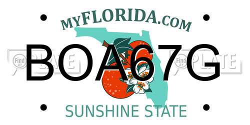 BOA67G Florida License Plate