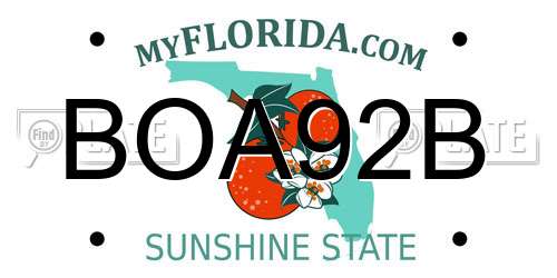 BOA92B Florida License Plate