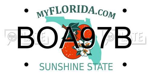 BOA97B Florida License Plate