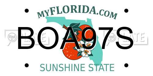 BOA97S Florida License Plate