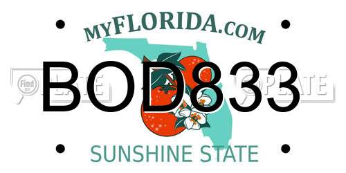 BOD833 Florida License Plate