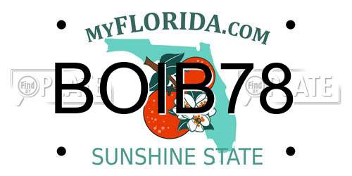 BOIB78 Florida License Plate