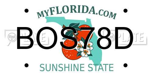 BOS78D Florida License Plate