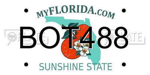 BOT488 Florida License Plate