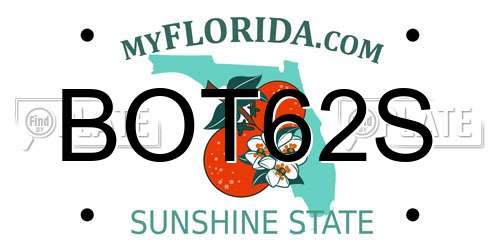 BOT62S Florida License Plate