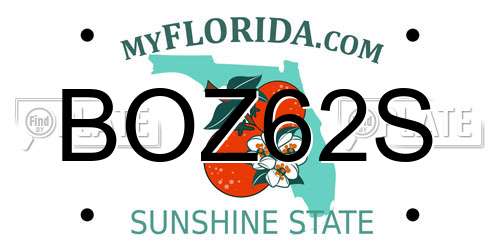 BOZ62S Florida License Plate