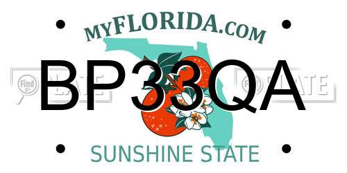 BP33QA Florida License Plate