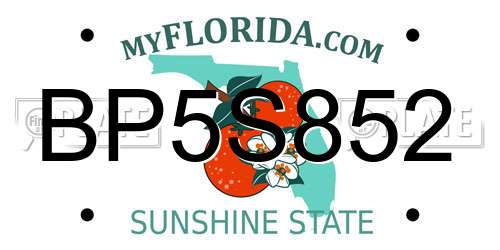 BP5S852 Florida License Plate