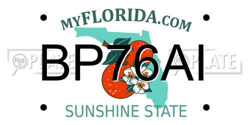 BP76AI Florida License Plate