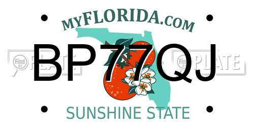 BP77QJ Florida License Plate