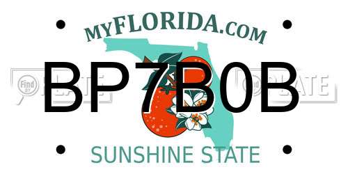 BP7B0B Florida License Plate
