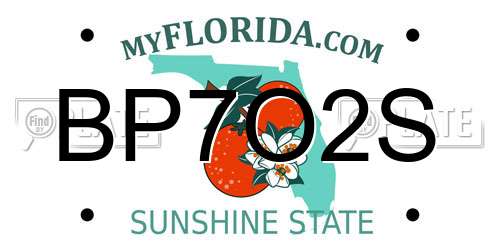 BP7O2S Florida License Plate