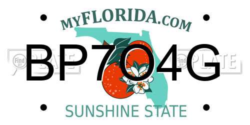 BP7O4G Florida License Plate